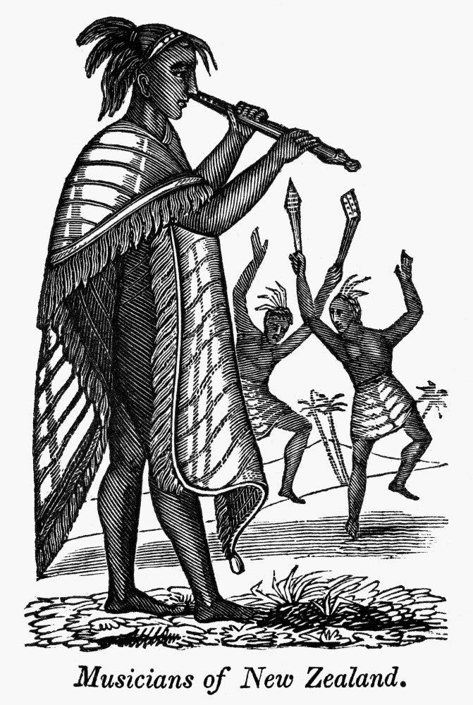 Maori Musicians - 19th Century Wood Engraving Poster Print by Granger Collection