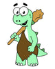 Cartoon Tyrannosaurus Rex Caveman Poster Print