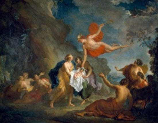 Mercury Entrusting Bacchus to the Nymphs Fine Art Print by Hyacinthe Collin de Vermont