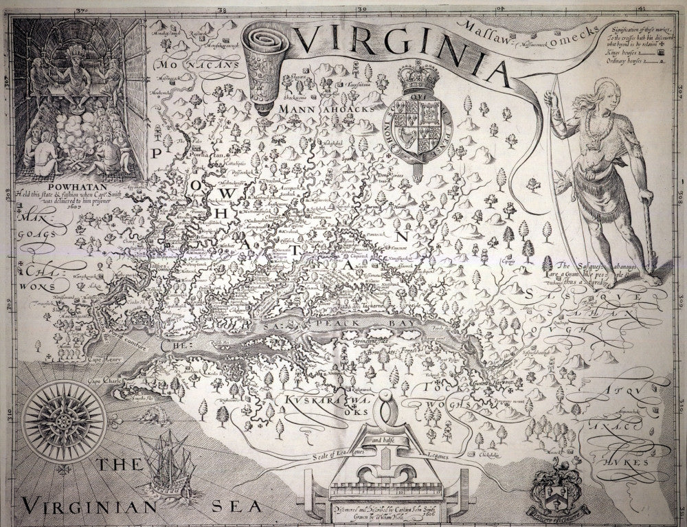 Captain John Smith's 1612 Virginia Map Fine Art Print by Granger Collection