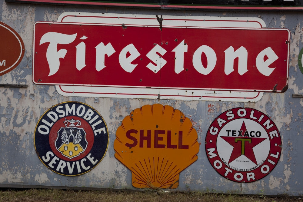 Firestone, Shell, Texaco & Oldsmobile Vintage Service Signs Poster Print