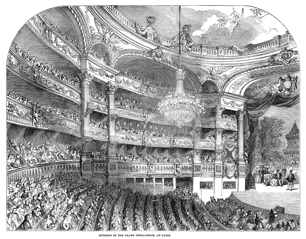 Paris Opera House Interior Fine Art Print - 1854 Wood Engraving