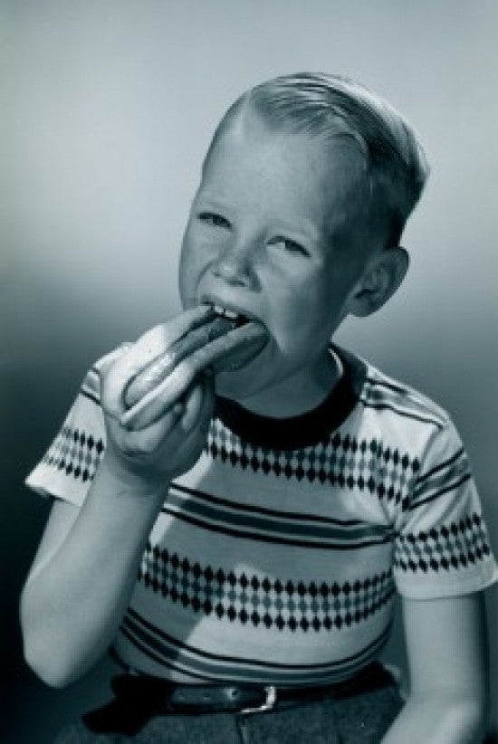 Toddler Enjoying a Hot Dog Fine Art Print - Various Sizes