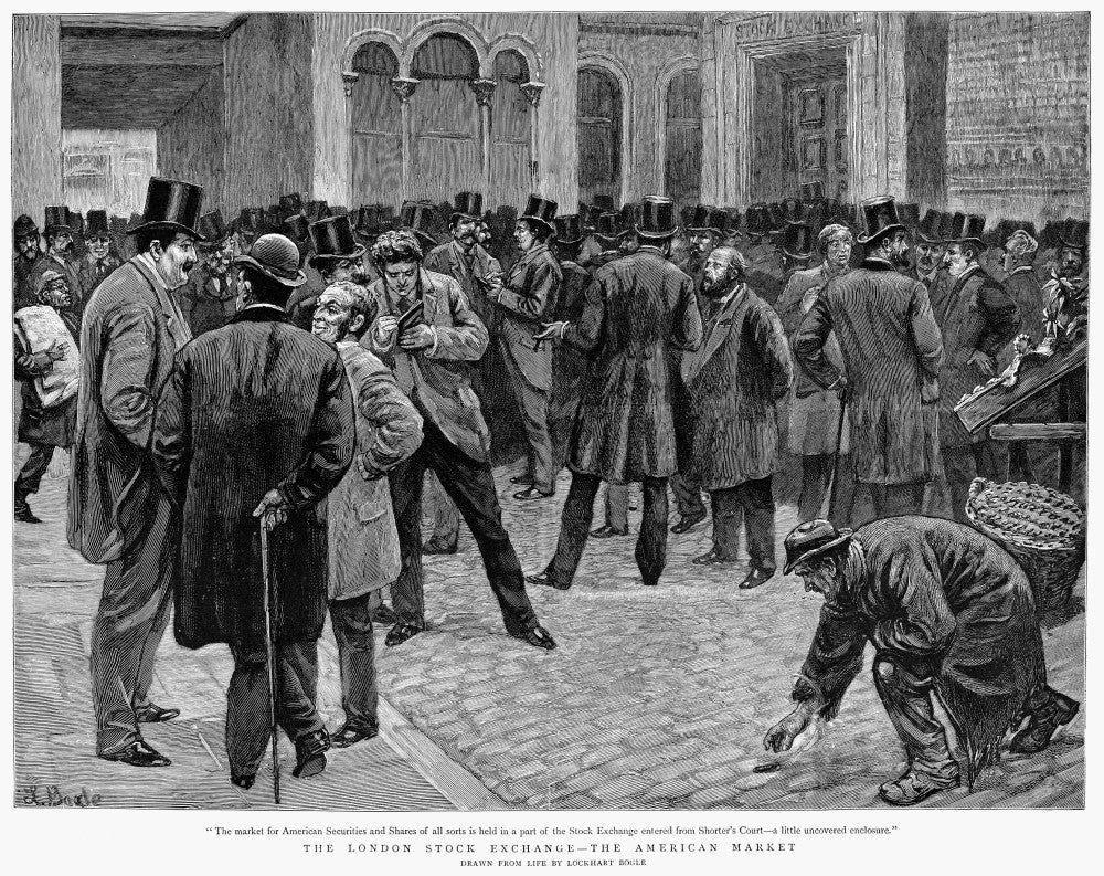 London Stock Exchange Fine Art Print - Line Engraving by Lockhart Bogle