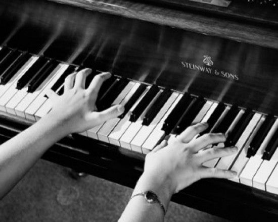 Close-up of Hands Playing Piano Fine Art Print