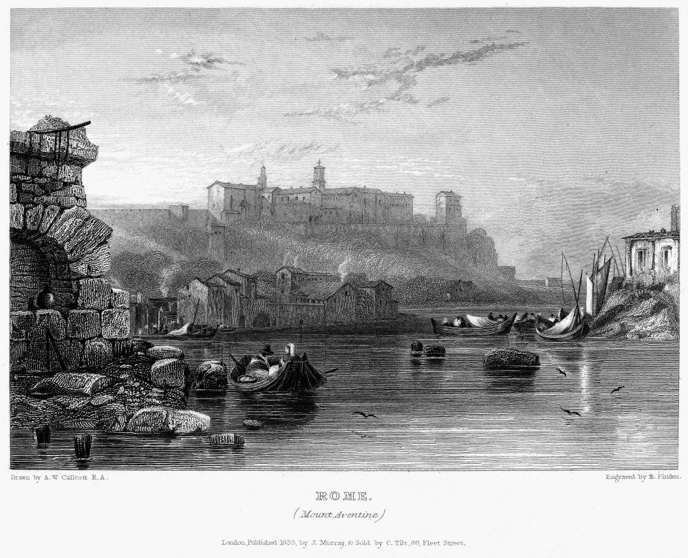 Rome: Aventine Hill Steel Engraving Print by Edward Finden