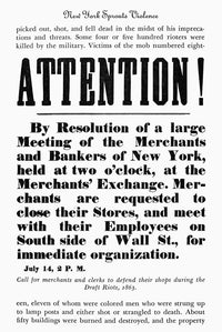New York City Draft Riots Broadside Poster Print - 1863