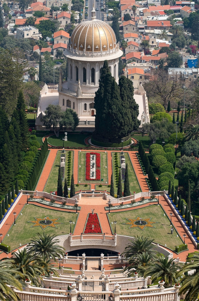 Elevated View of the Bahai Gardens, Haifa, Israel Fine Art Print