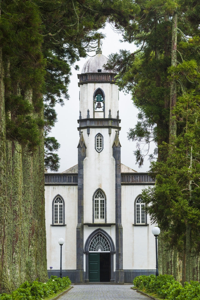 Sete Cidades Town Church Fine Art Print by Walter Bibikow