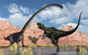 Yangchuanosaurus Confronting Omeisaurus Dinosaur Poster Print