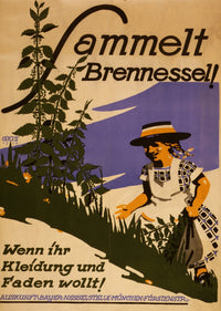Girl Collecting Stinging Nettles Fine Art Print