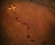 Footprints In The Sand and A Cross Fine Art Print by Darren Greenwood