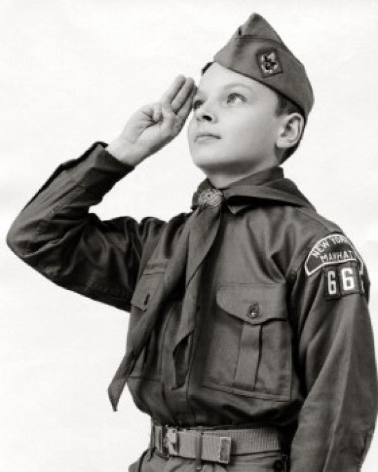 Close-Up of a Boy Scout Saluting Fine Art Print