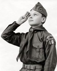 Close-Up of a Boy Scout Saluting Fine Art Print