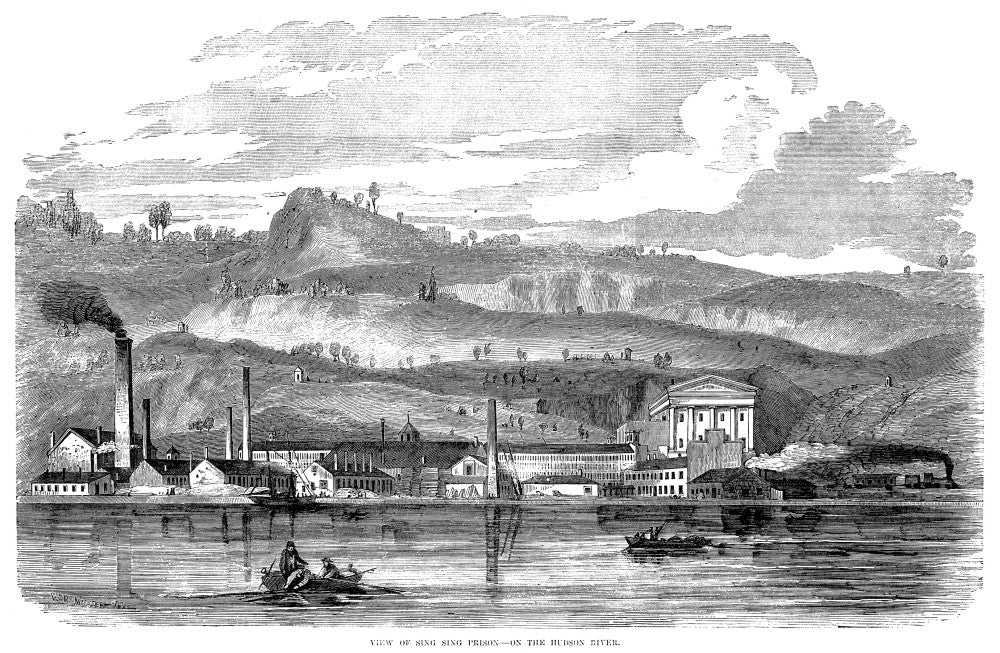 View of Sing Sing Prison on the Hudson River - Wood Engraving 1853 Fine Art Print by Granger Collection