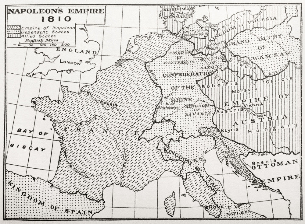 Map of Napoleon's Empire, France (1810) Fine Art Print by Ken Welsh