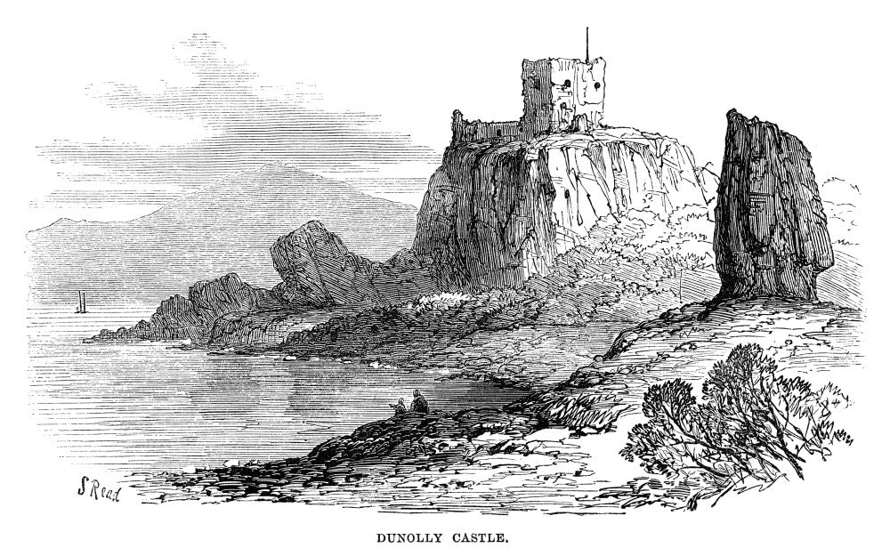 Dunollie Castle Engraving Art Print - Scottish Heritage