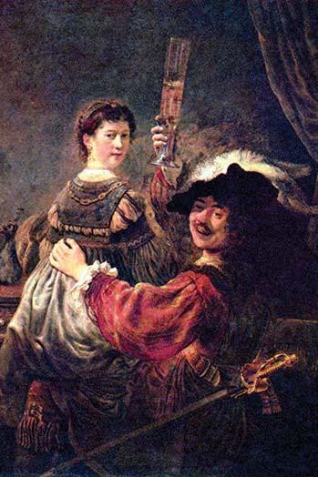 Self-Portrait with Saskia Fine Art Print by Rembrandt Van Rijn