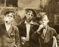 Newsboys Smoking Fine Art Print - Historical Photograph by Lewis Hine