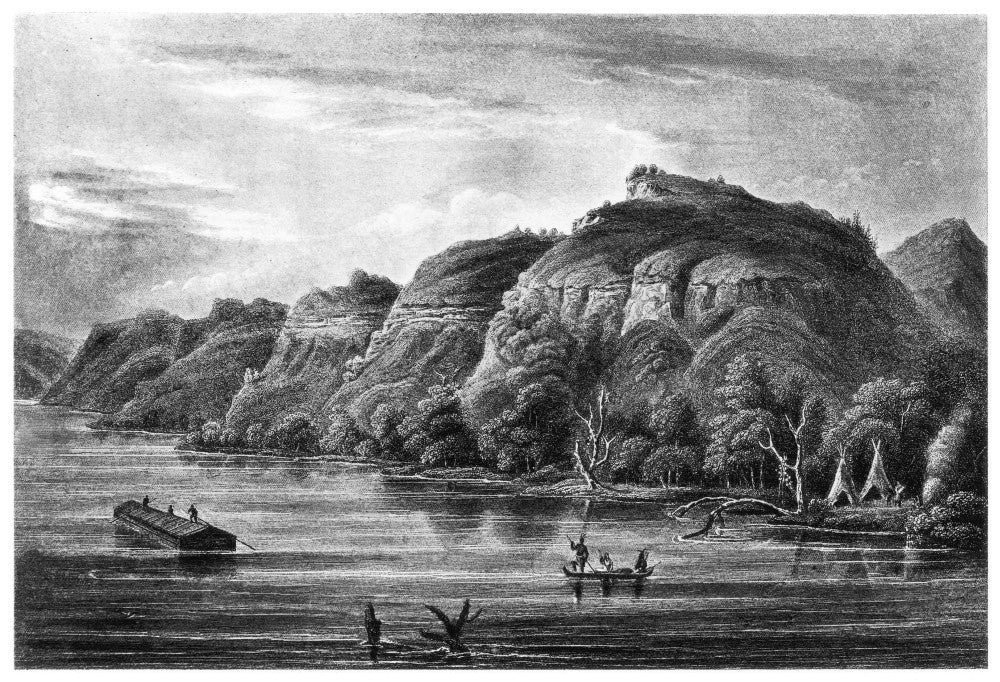 Mississippi River Bluffs Fine Art Print - 19th Century Engraving