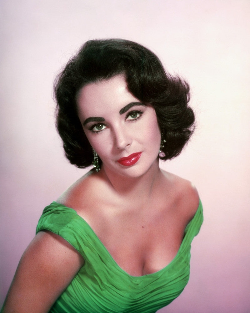 Elizabeth Taylor Photo Print in Green Dress with Purple Background