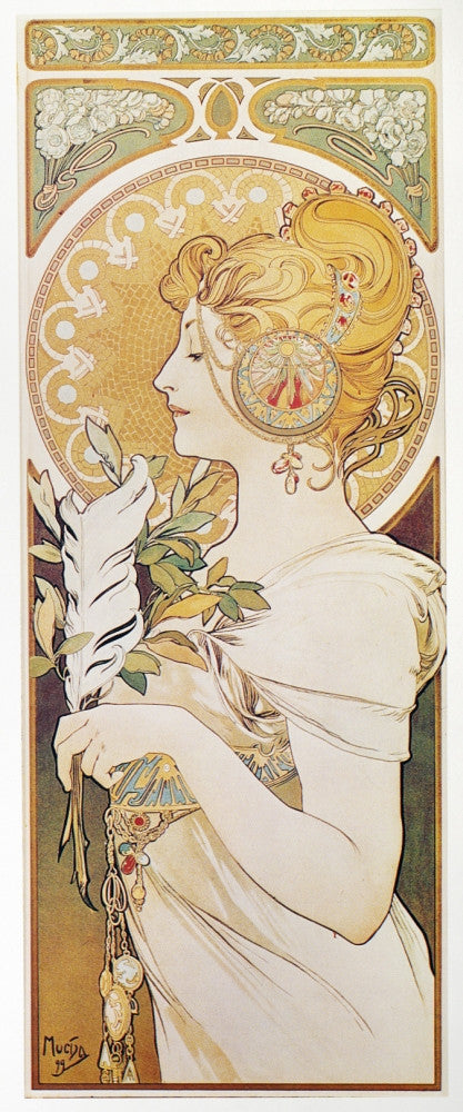 Mucha: Feather, 1899 Lithograph Fine Art Print by Alphonse Mucha