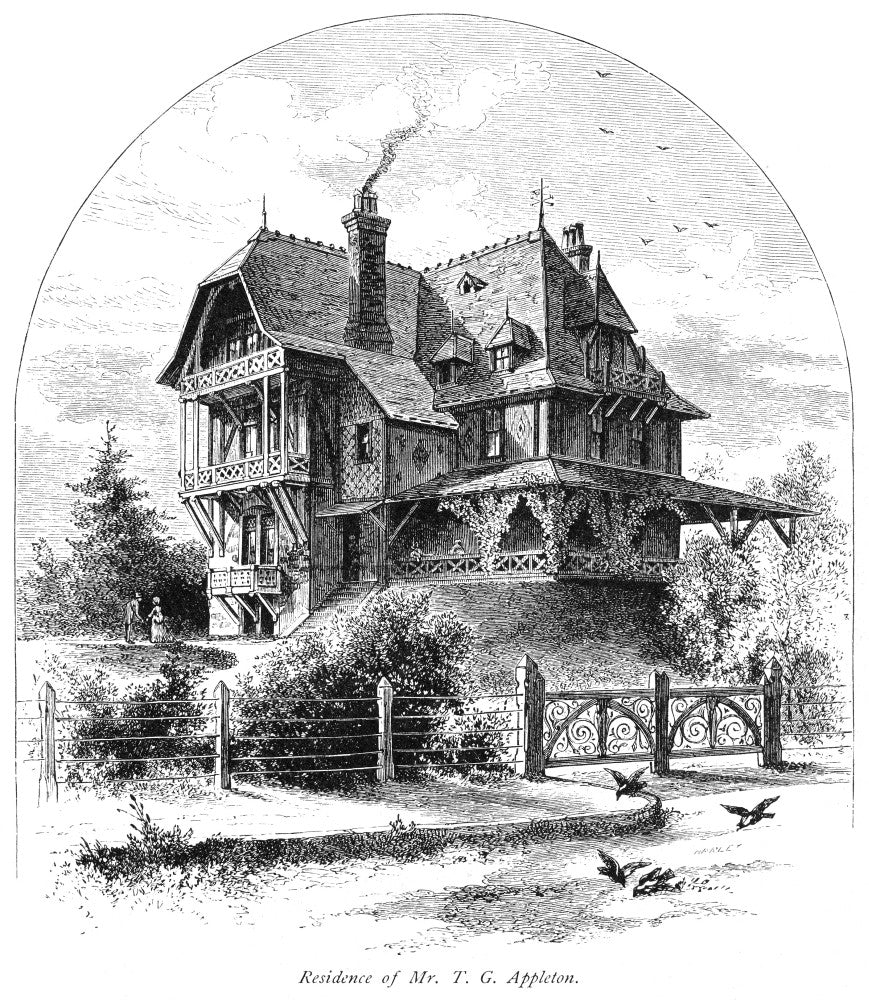 Rhode Island Villa Fine Art Print - 1876 Wood Engraving