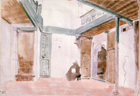 A Courtyard in Tangiers Fine Art Print by Eugene Delacroix