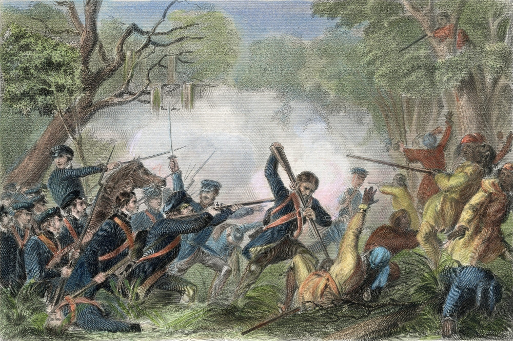 Zachary Taylor Engraving - Battle of Lake Okeechobee Poster Print