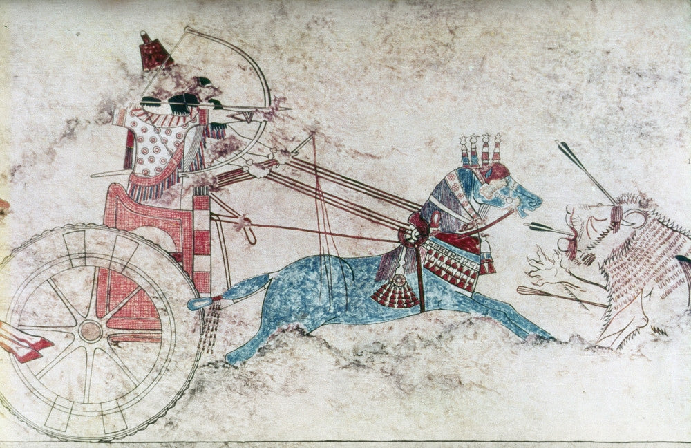 Assyrian King Tiglath Pileser III Hunting Lions Fresco Print