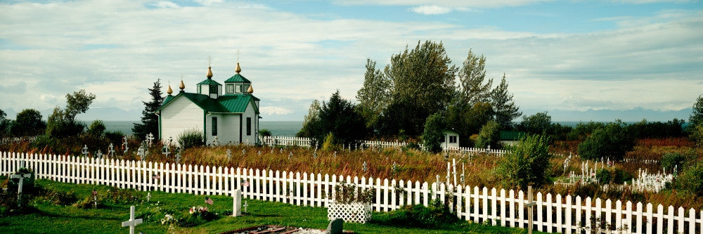 Cemetery and Russian Orthodox Church Poster Print - Ninilchik, Alaska