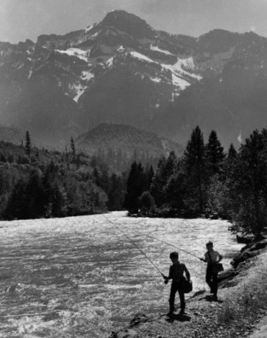 Fishing on Skykomish River Fine Art Print - Cascade Mountains, WA