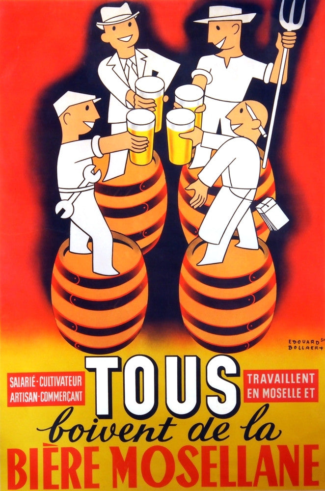 Tous Boivent de la Biere Mosellane Fine Art Print by Edouard Bollaert