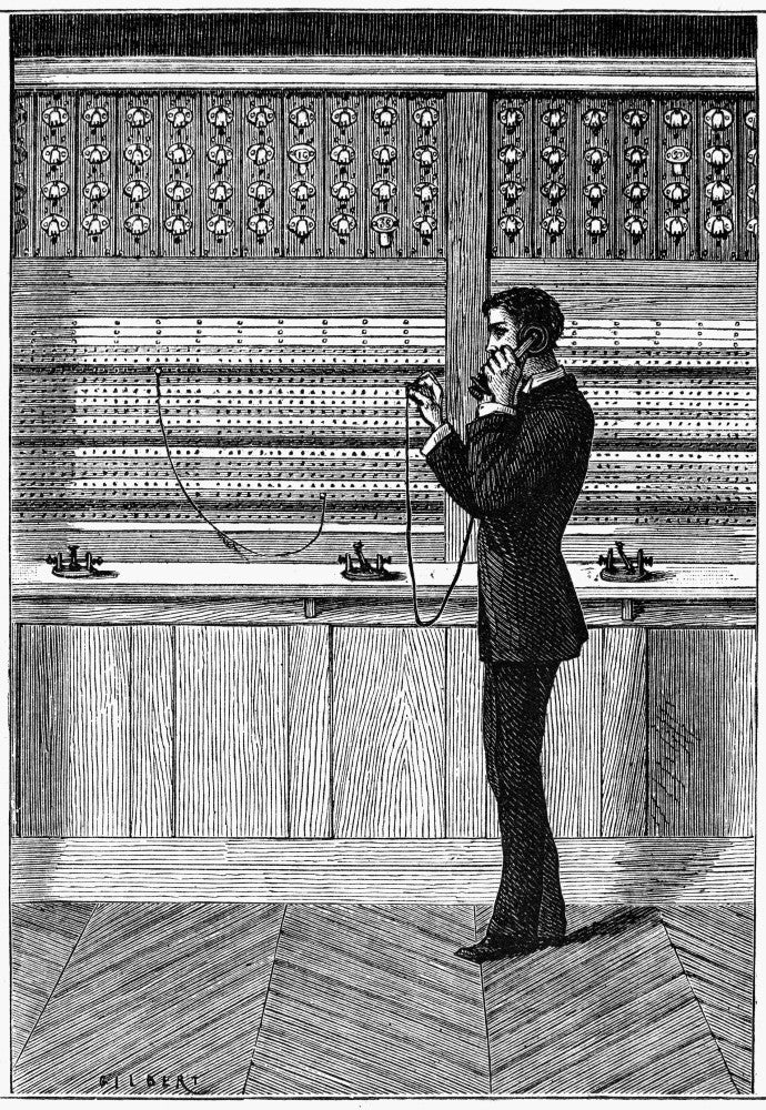 Telephone Operator Fine Art Print - 1880 Wood Engraving by Granger Collection