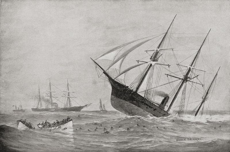 The Sinking of CSS Alabama at the Battle of Cherbourg (1864) Fine Art Print