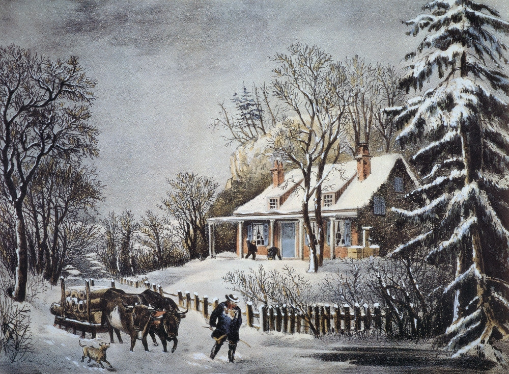 Currier & Ives 'The Snow Storm' Fine Art Lithograph Print