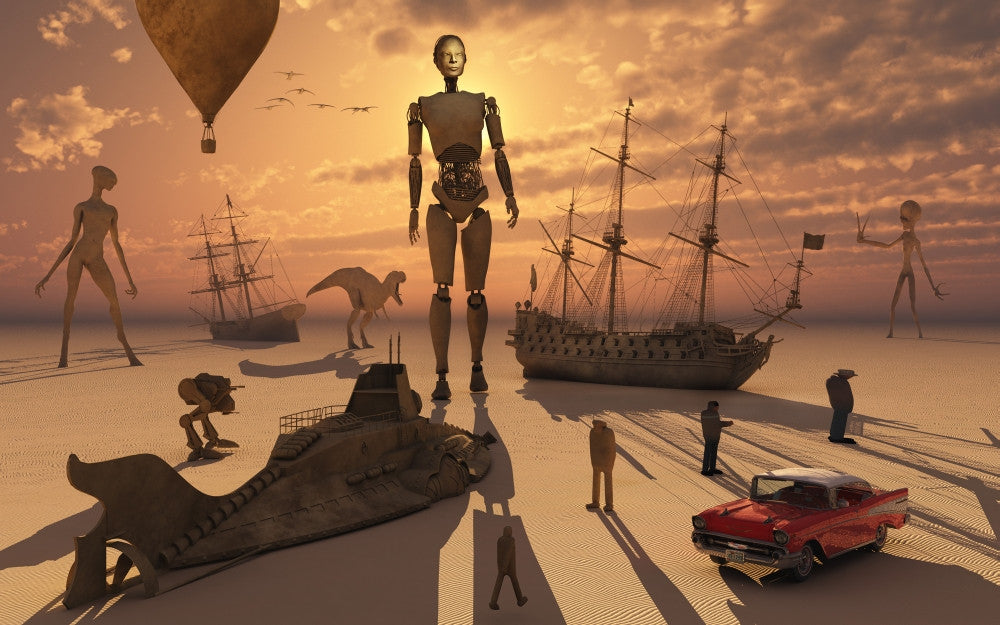 Surreal Sculpture Park in Desert Fine Art Print