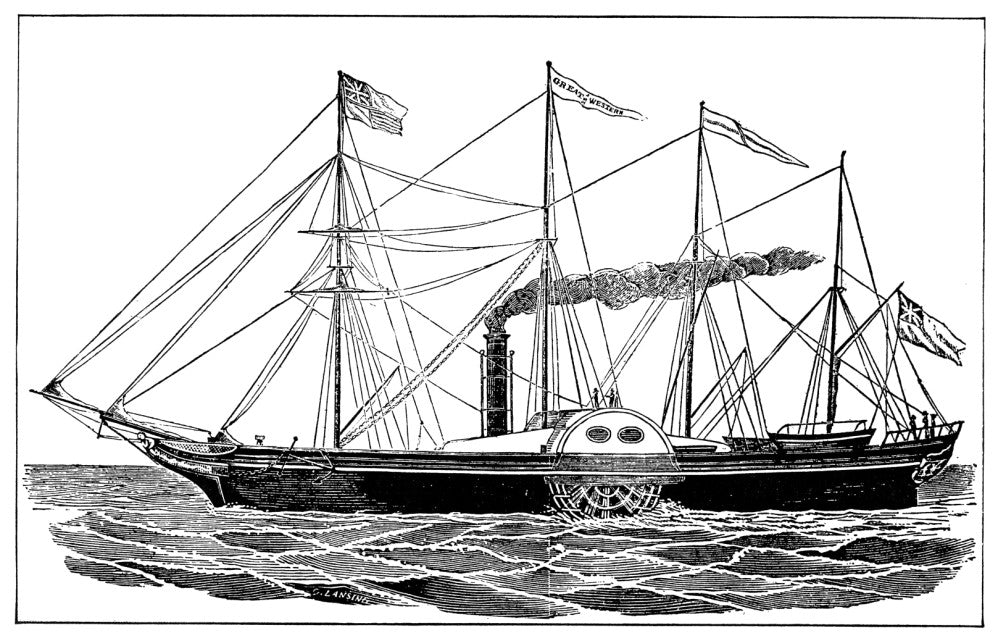 Merchant Steamship 'SS Great Western' Line Engraving Print