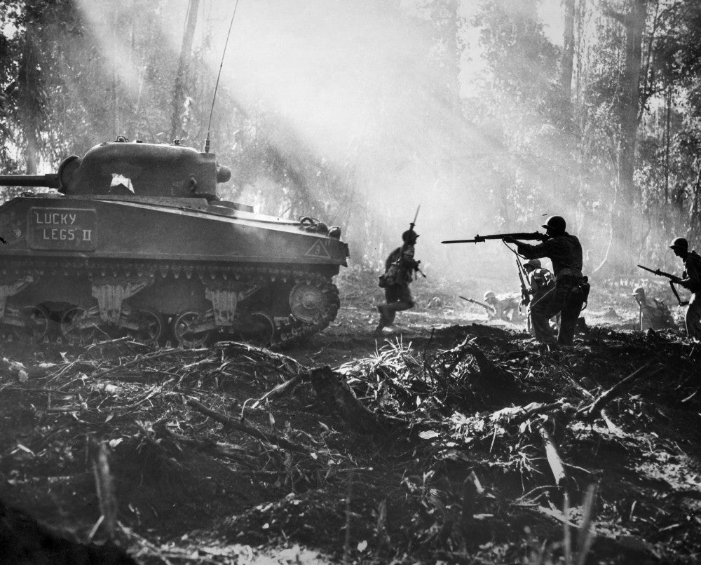 World War II Bougainville Poster Print - American Soldiers in Action