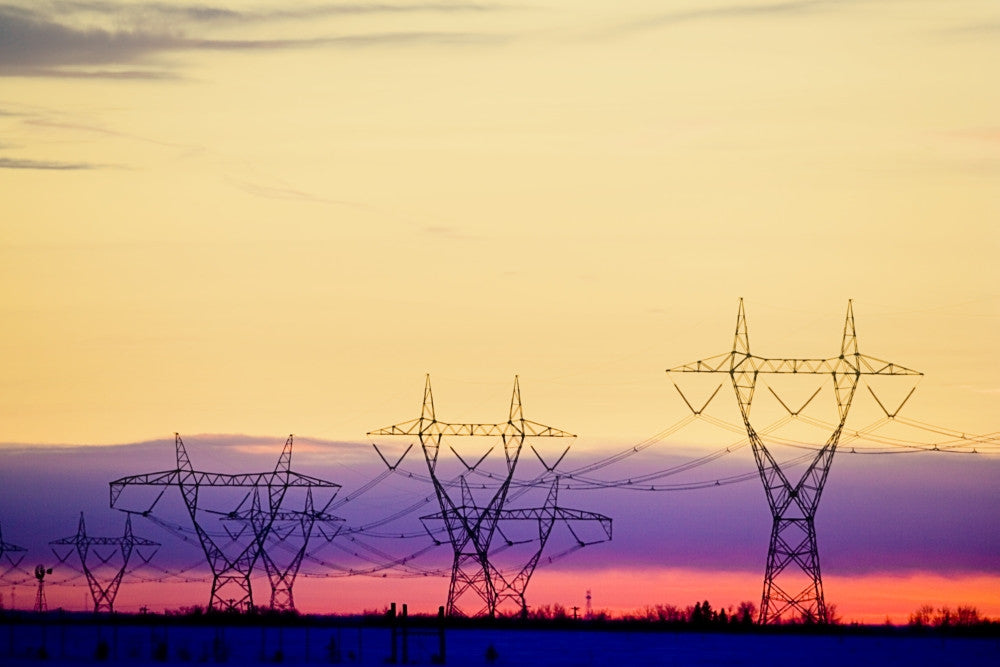 Silhouetted Transmission Towers Fine Art Print