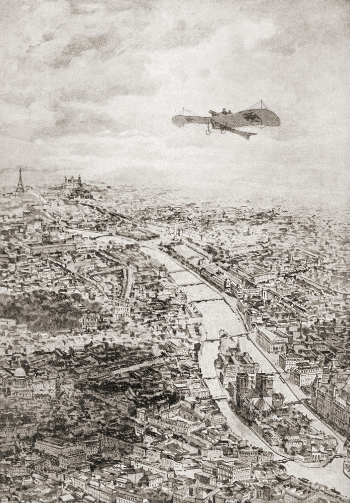 A German Aviator Over Paris: WWI Fine Art Print by Ken Welsh