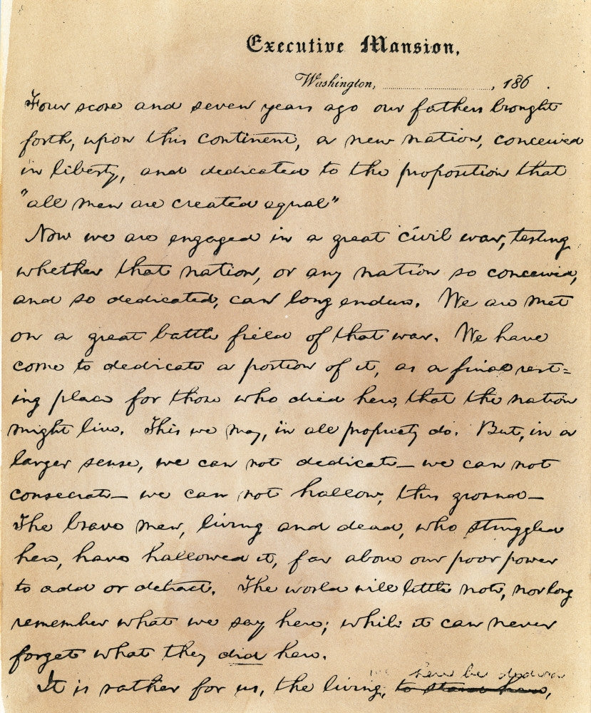 Gettysburg Address Fine Art Print (First Draft) 1863