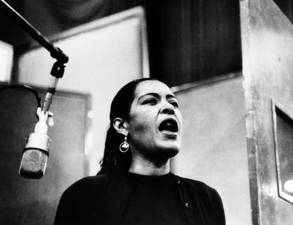 Billie Holiday Jazz Singer Poster Print - Recording Session Photo