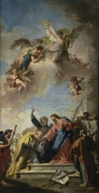 Christ Giving the Keys of Paradise to St. Peter Fine Art Print by Giovanni Battista Pittoni