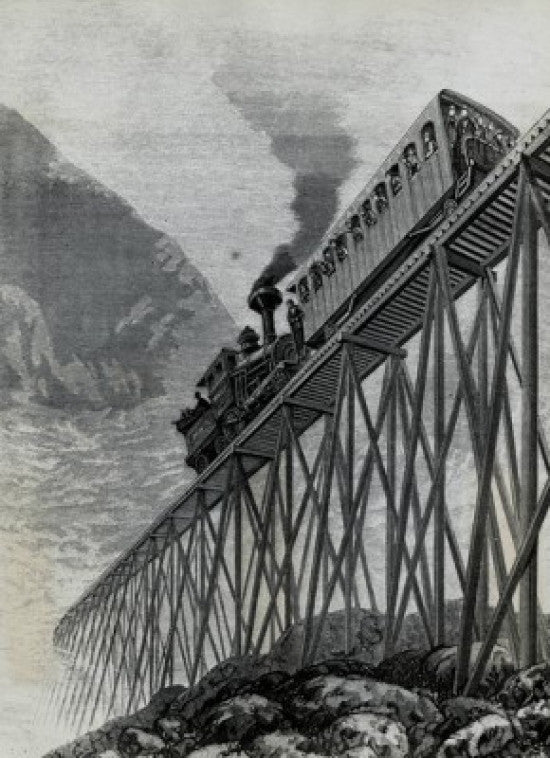 Cog-Railroad Train Passing Jacob's Ladder Fine Art Print