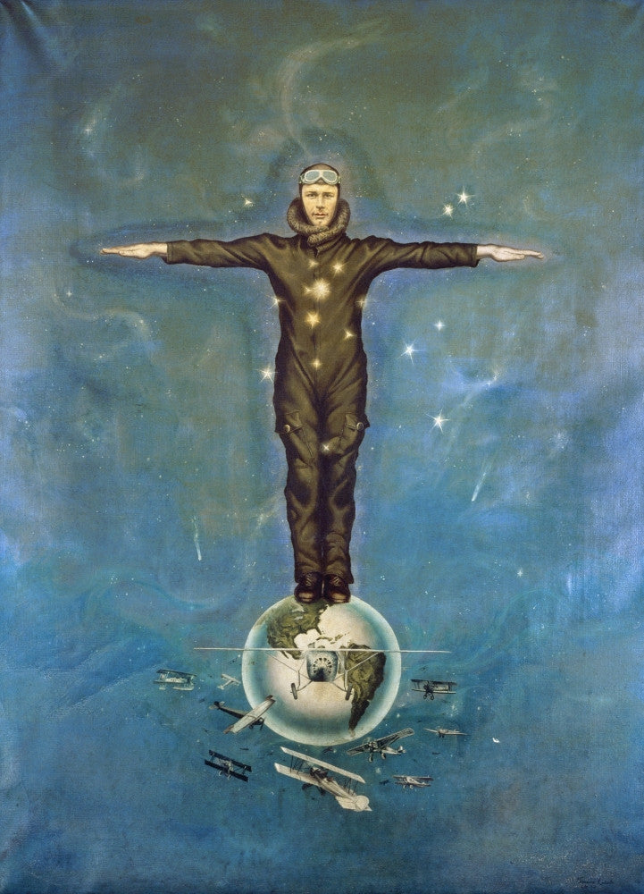 Lindbergh Atop The World Oil Painting Fine Art Print by Theodore Labonte