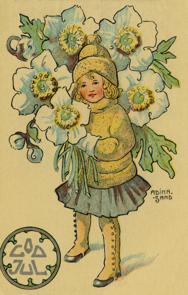 Girl With Flowers Fine Art Print by Mary Evans Picture Library