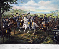Lee and His Generals Lithograph Print After Augustus Tholey
