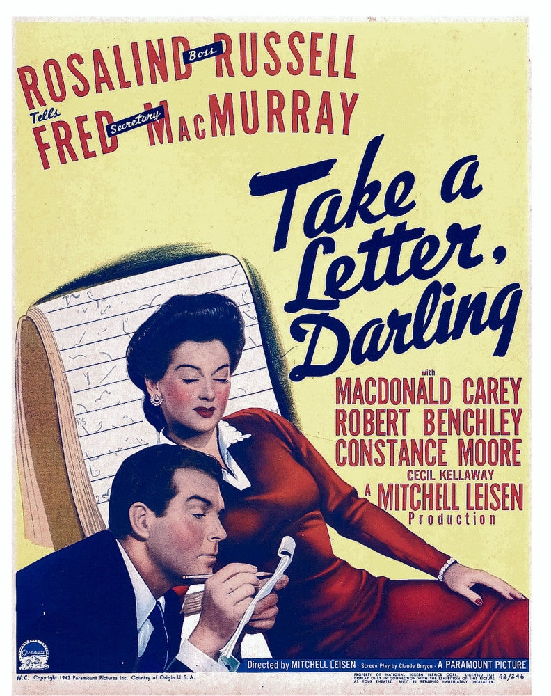 Take A Letter Darling Movie Poster Print featuring Fred MacMurray & Rosalind Russell