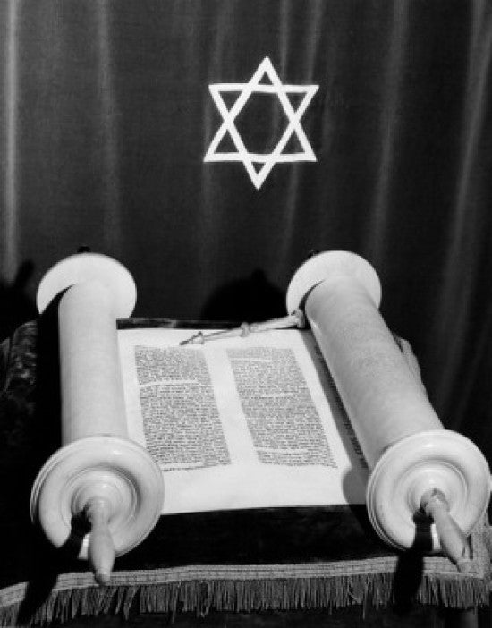 High Angle View of Torah with Star of David Fine Art Print